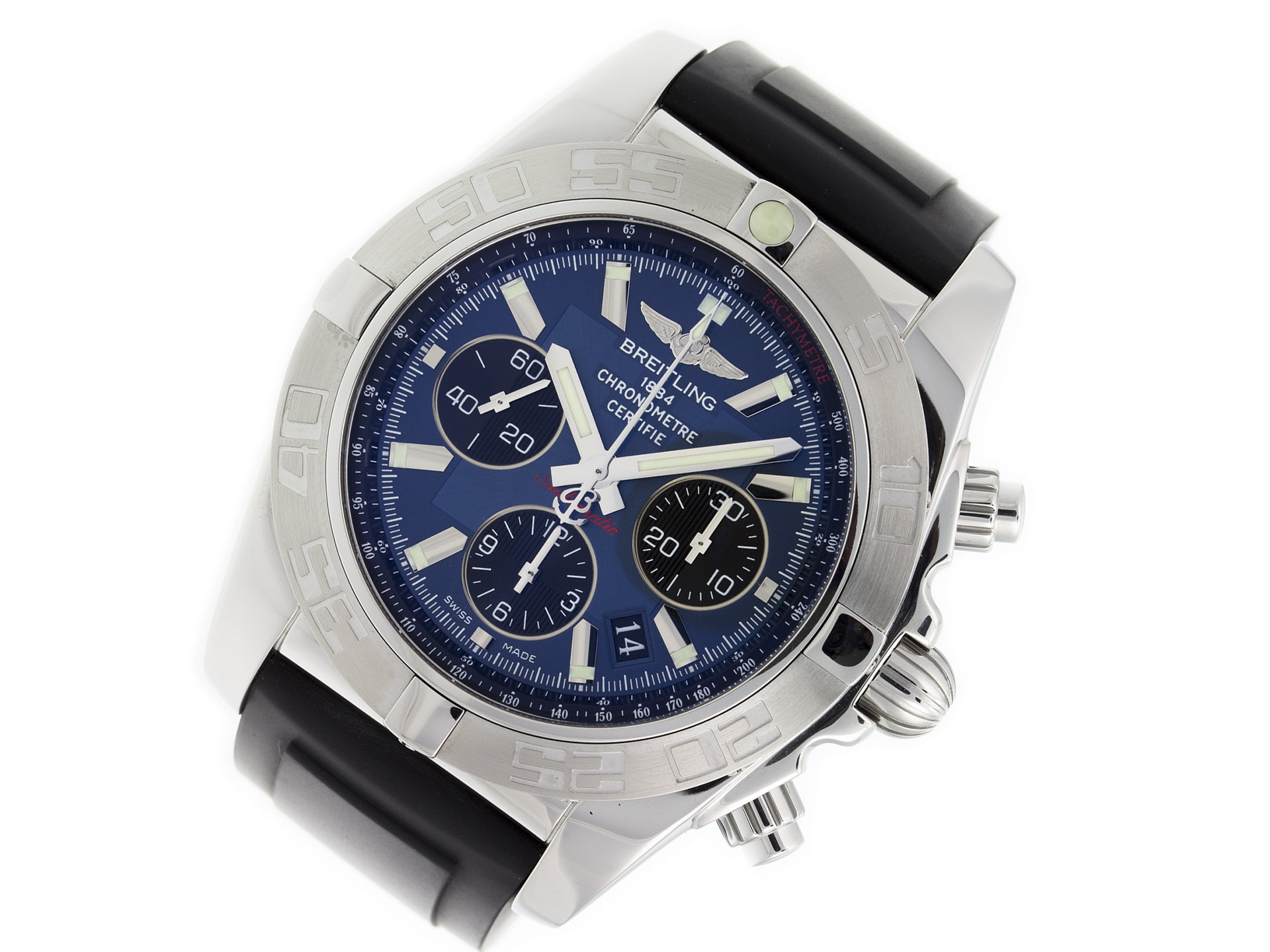 Breitling Chronomat 44 AB0110 Blue Diver Pro Rubber Strap Watch AB011011/C789 (Pro 1 Rubber Strap)