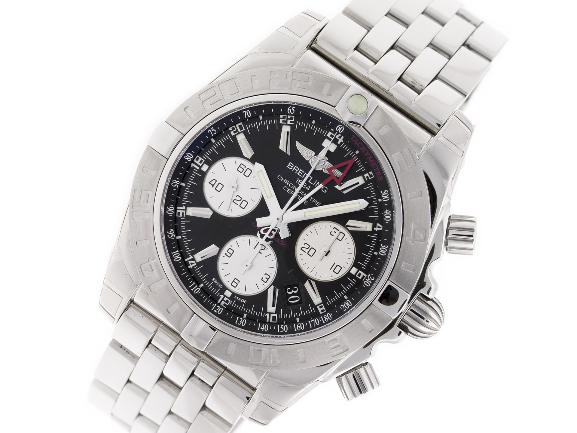 Breitling Chronomat 44 GMT AB0420 Black Dial Pilot Bracelet Watch AB042011/BB56 (Stainless Steel Bracelet)