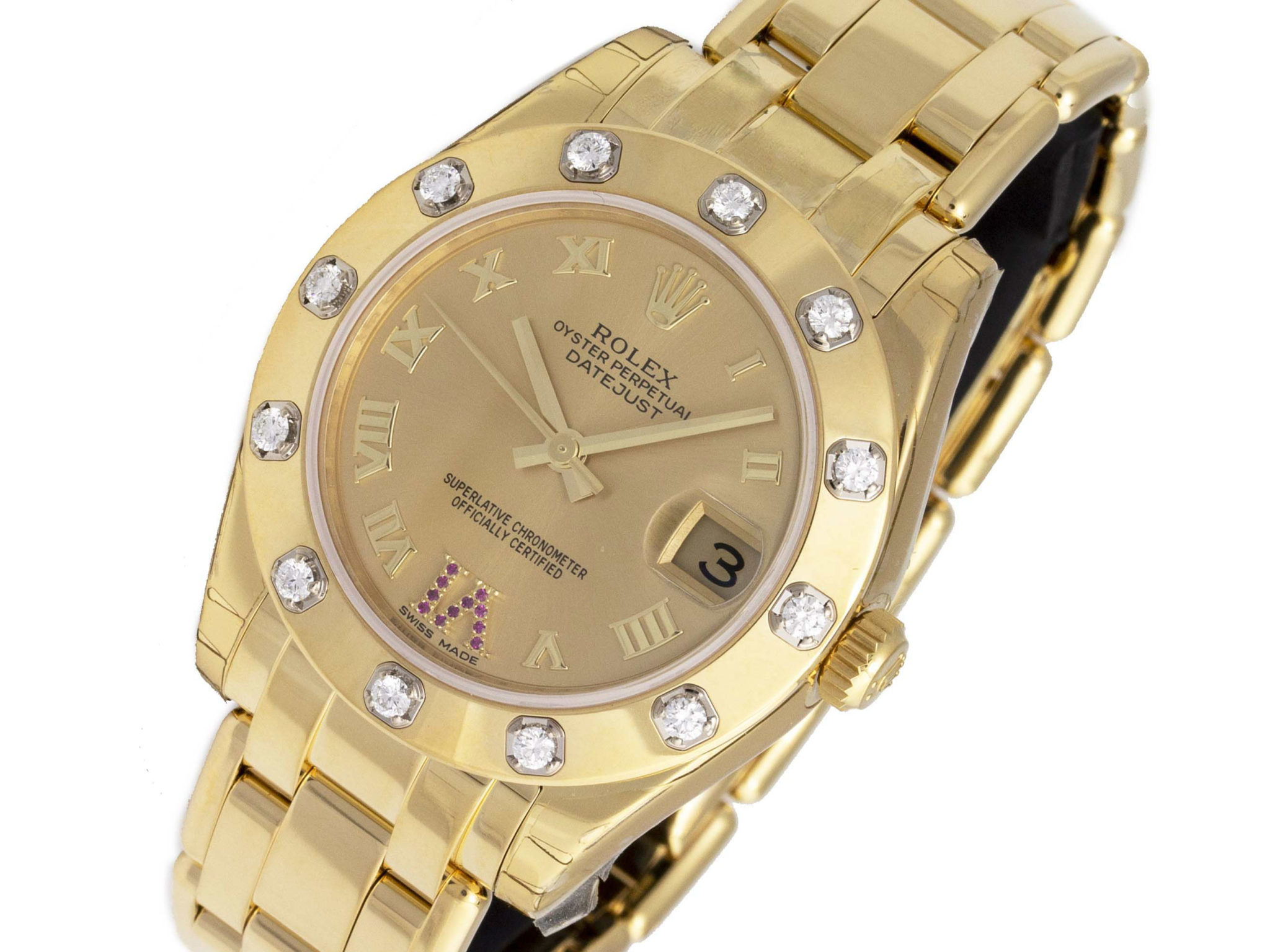 Pre-owned Rolex Datejust Pearlmaster 34 81318-0040