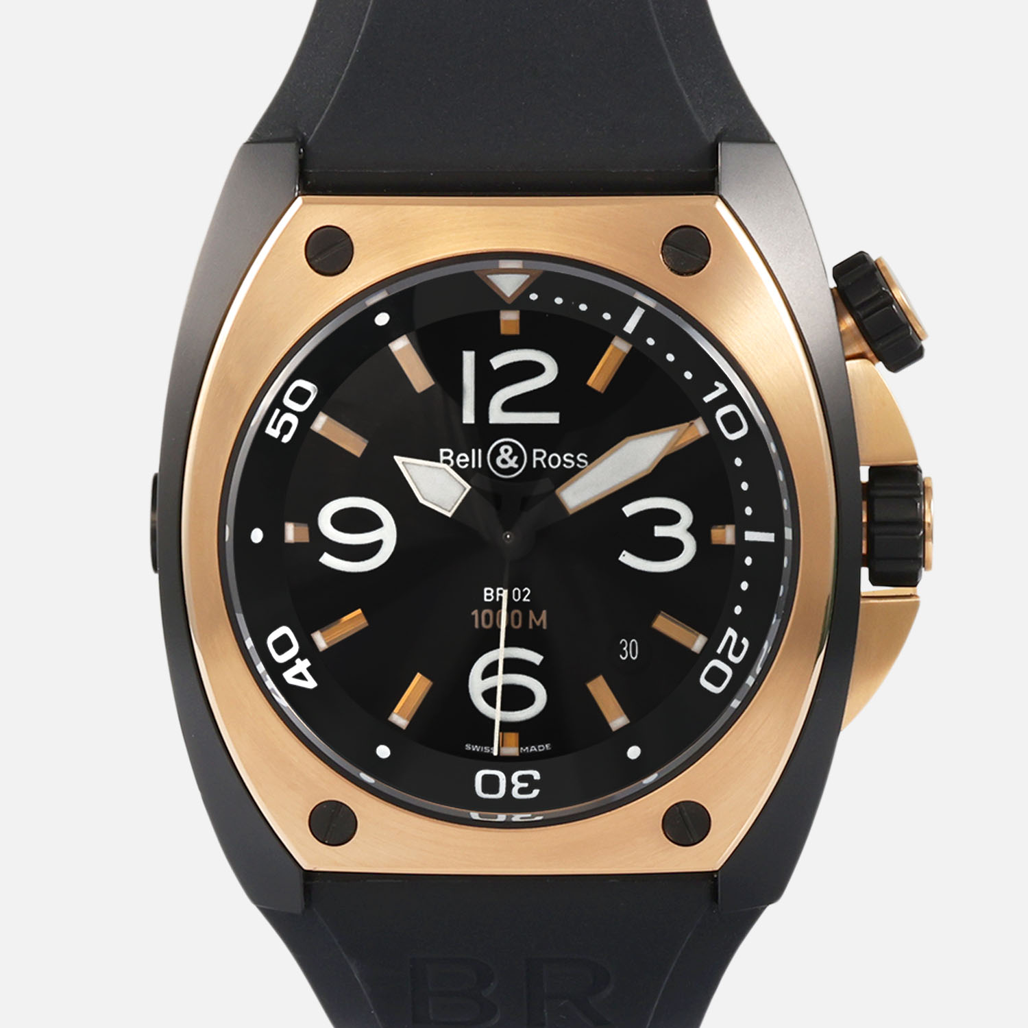 Bell and Ross Marine 92 BR 02 BR02-PINKGOLD-CA (Rubber Strap)