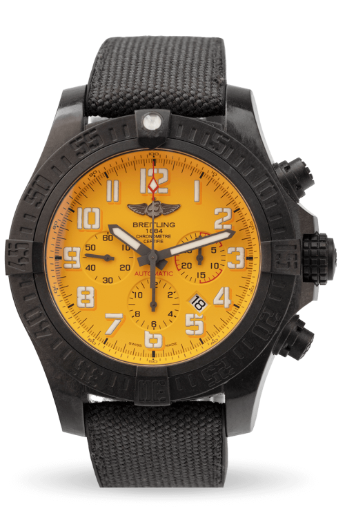 Breitling - Avenger Hurricane Chronograph - 50mm - Ultralight Polymer - Uni-Directional Roating Bezel - Cobra Yellow Arabic Dial - Military Rubber Strap XB0170E4_1533-1m