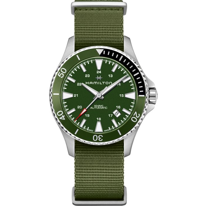 Hamilton Khaki Navy Scuba Auto green on Nato H82375961